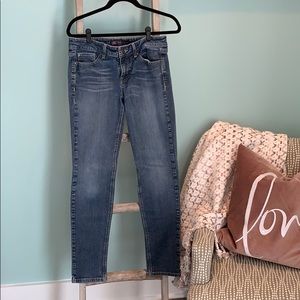 Skinny light washed jeans.